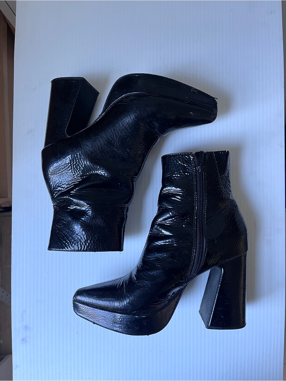 Jeffrey Campbell patent leather platform boots